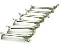 6er Set ART DECO Stil Fasan / Tauben Vogel Messerb&auml;nkchen versilbert  VINTAGE