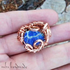 Variscite Crystal Size 8 Ring Copper Wire Wrapped Gemstone Artisan Jewelry