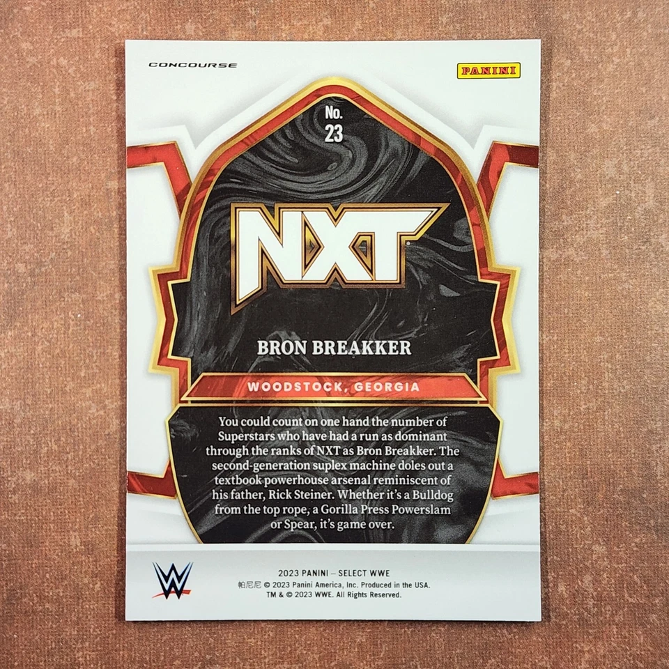 5-01-08 PWE . 2023 panini wwe select #23 bron breakker . concourse base - Image 2 of 2