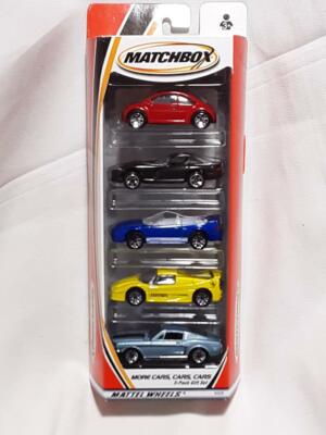 Matchbox 5 Pack MORE Cars Cars Cars w/VW Beetle BUG Ford Mustang Viper FERRARI
