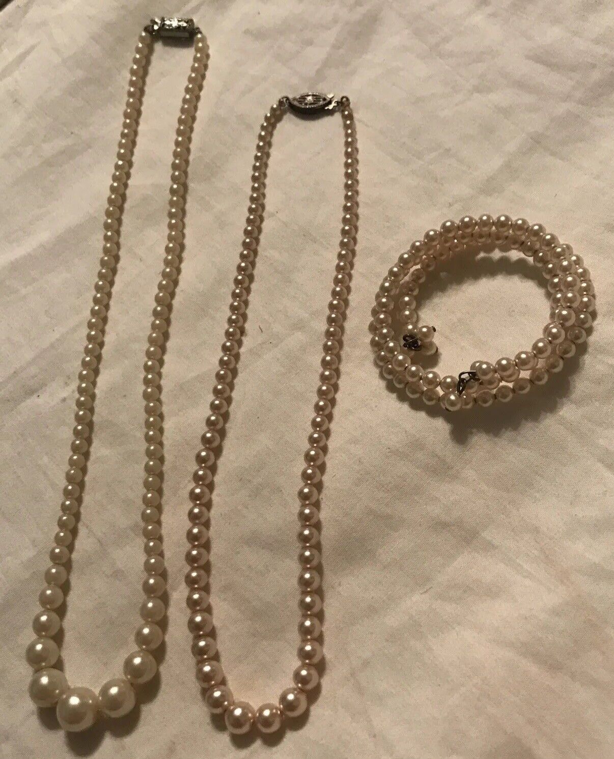 Vintage Doll Necklaces Wrap Bracelet Pearls Lot A… - image 1