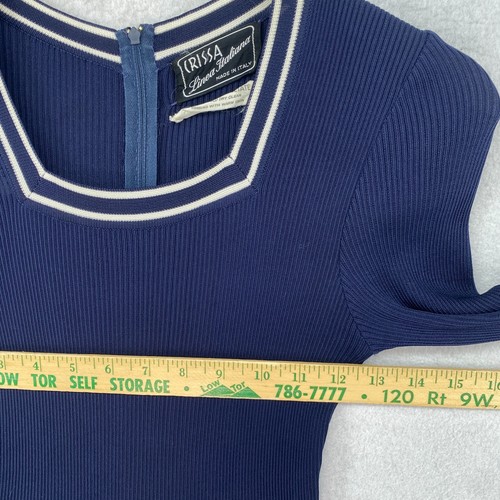 CRISSA Linea Italiana Dress S Sweater Knit Ribbed Square Neck Sweater Blue Italy - Picture 12 of 17