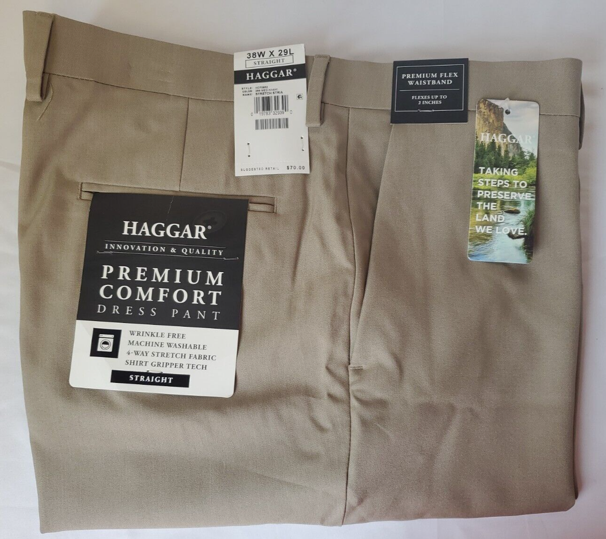 Haggar Men's Premium Comfort Dress Straight Fit Pant Wrinkle Free Size  38X29 | eBay