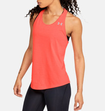 Under Armour Womens UA HeatGear Swyft Racer Tank 1318420-836 Peach Plasma NWT