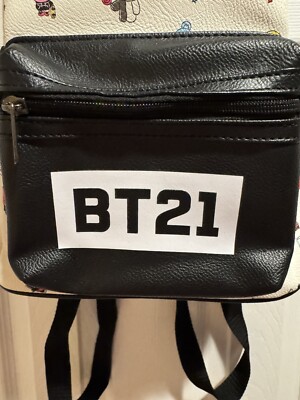 bts logo pu leather backpack BTS BT21 Mini Faux Leather All Over Character Print Backpack
