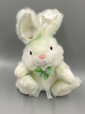 VTG 2000 Green Easter Bunny Rabbit W/ Bowtie 12'' Plush Stuffed Animal Toy READ