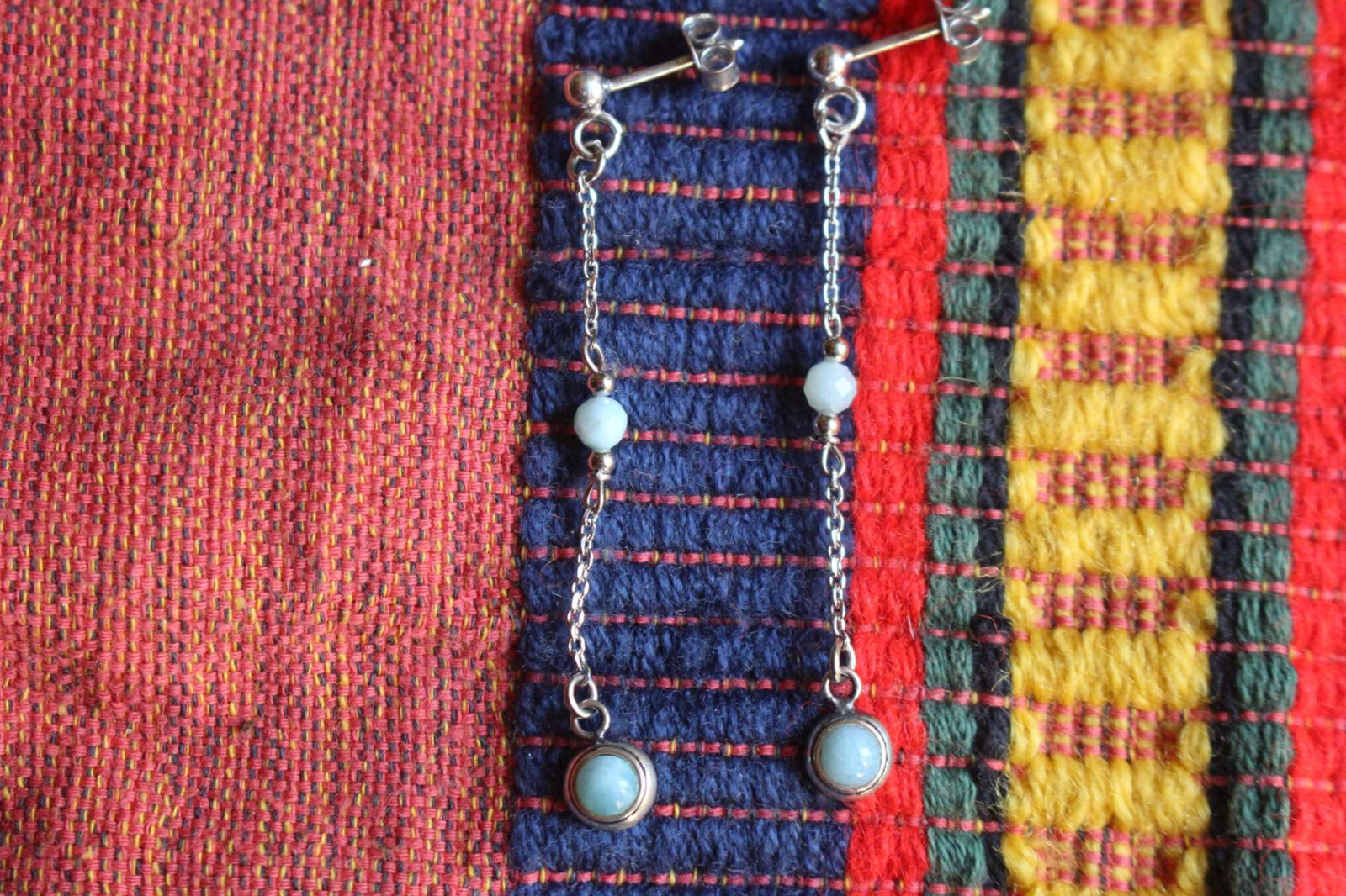 Boucles d'oreilles pendantes en argent 925 et véritable larimar bleu gemme