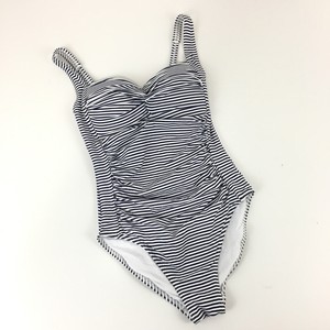 navy and white striped swimsuit