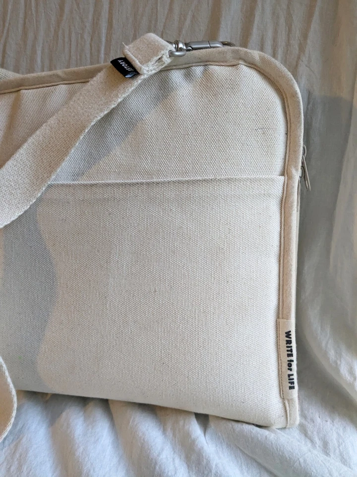 Mensajero de lona blanca, computadora portátil, bolsa de trabajo, cremallera, escribir de por vida JSTORY Foto 4 de 4