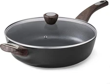 SENSARTE Nonstick Frying Pan Skillet with Lid, 12 5QT / 12IN, Classic Black 