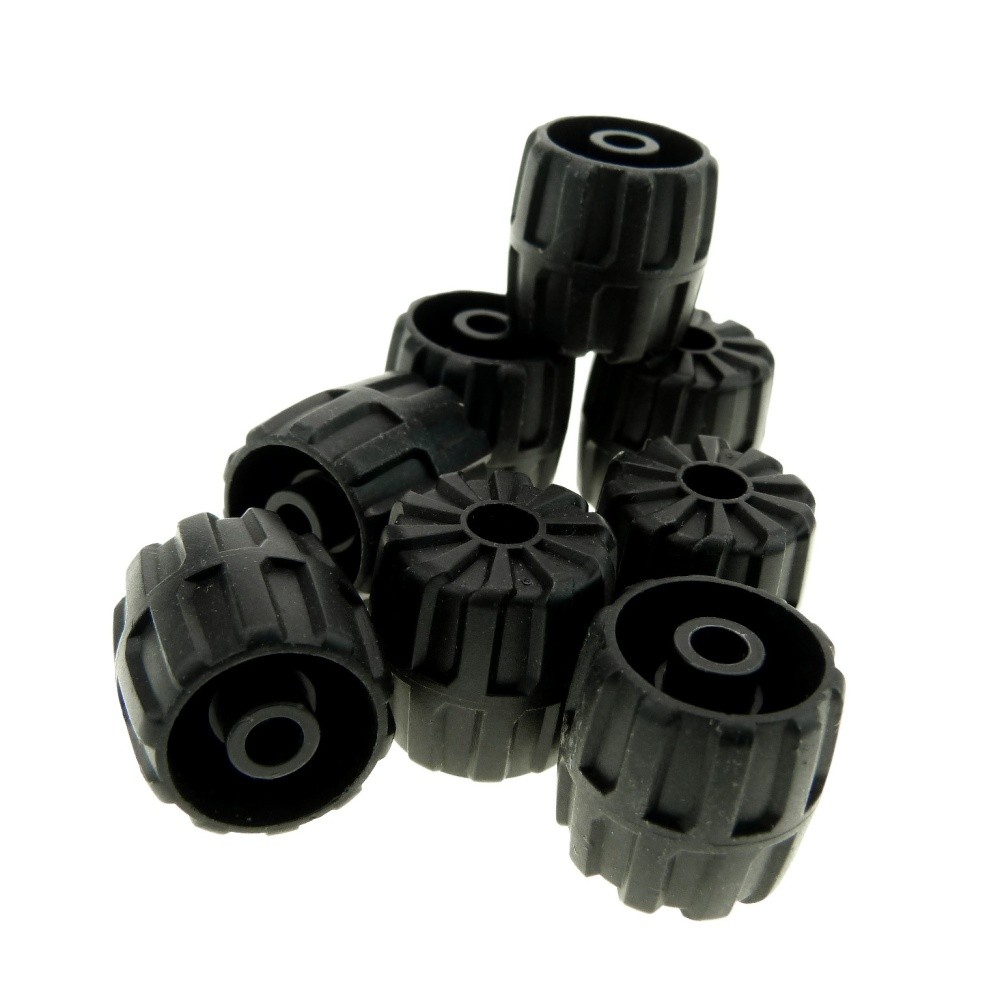 8x Lego Hard Plastic Wheel 22x24 Black Small Unitron 1787 6958 6982 4106928 6118