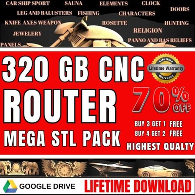 320GB CNC Router STL Mega Bundle   Ultimate 3D Model Collection for CNC & 3D Pri