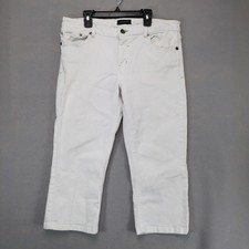 Madison Jeanswear White Denim Crop Carpi Jeans Women's 10 Stretch 34x21" Casual