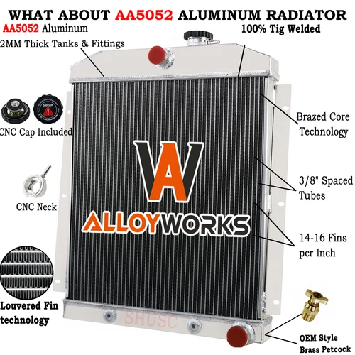 4 Row Aluminum Radiator For 1947-1954 Chevy 3100 3600 3700 3800 Pickup Truck L6