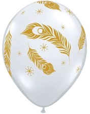 Peacock Feathers Diamond Clear 27,5cm 11 Inch 25 Stk Latex Luftballons Qualatex