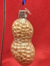 Old World Christmas Peanut Glass Blown Ornament - Gold Glitter
