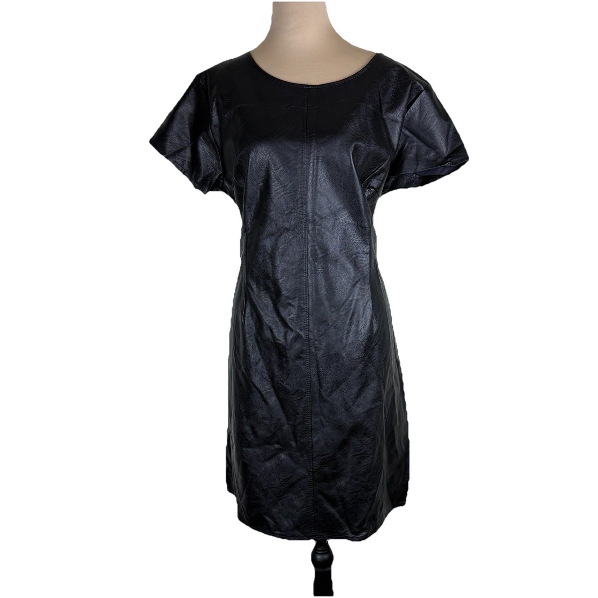 knee length dresses for ladies the Leather V-Neck Mini Shift Dress – Shelley Caudill main image 0