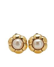 Preloved chanel Flower Earrings Women Gold One Size