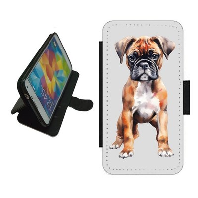Boxer Puppy Handyhülle Wallet Flip Cover für iPhone Samsung Pixel Hund BOX1