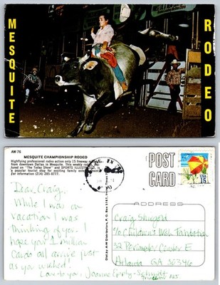 Mesquite Championship Rodeo Texas Bull Rider Postcard Vintage Sports Illustrated