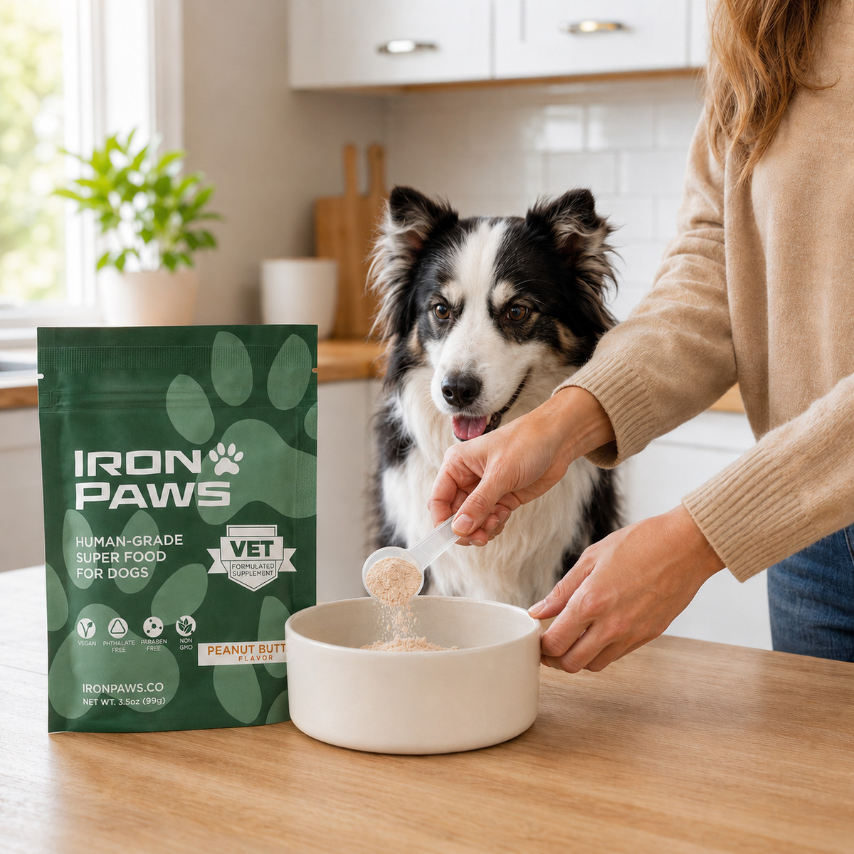 Iron Paws Human-Grade Superfood Powder for Dogs Dental Gut Joint Skin & Coat View 3