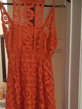 Free People Orange Crochet Mini Dress