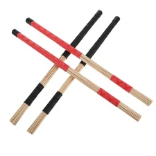 2 Pairs Jazz Drum Brushes Drumsticks - with Comfortable Rubber Handles For