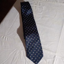 Vintage Brooks Brothers Makers All Silk Tie Navy Blue W/Gold Circles