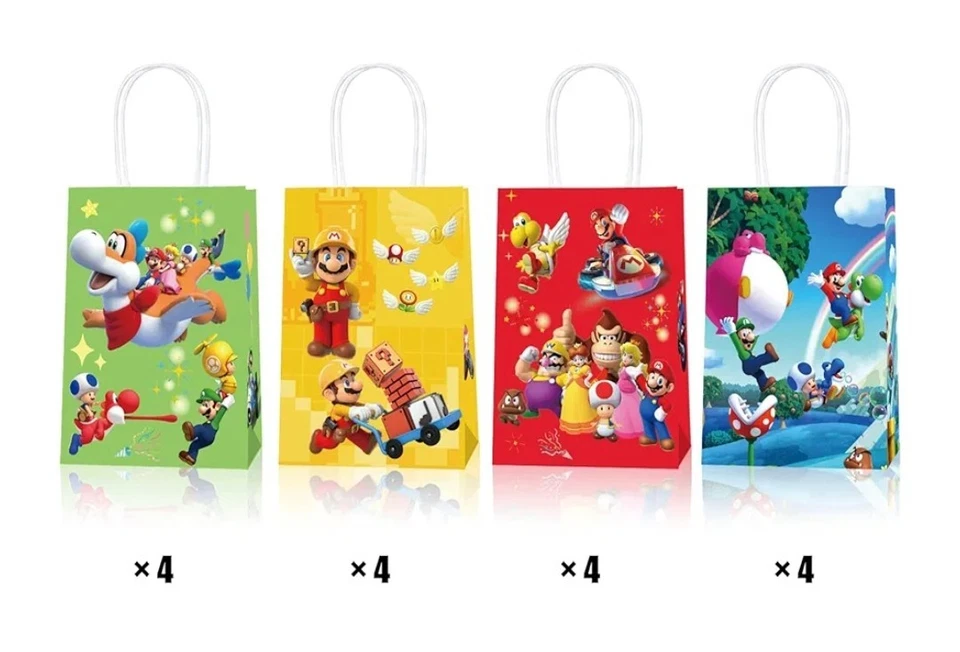 16 PIEZAS Bolsas de Regalo de Fiesta Super Mario Bros, Bolsas de Regalo para Favor de Fiesta Foto 3 de 4