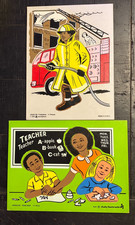 2 Vintage Judy Instructo Wooden Puzzles - FIREMAN  TEACHER - Ethnic Figures