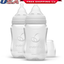 Natural Wide Nipple Baby Bottles 9oz 2 Pack Anti Colic Slow Flow Feeding New