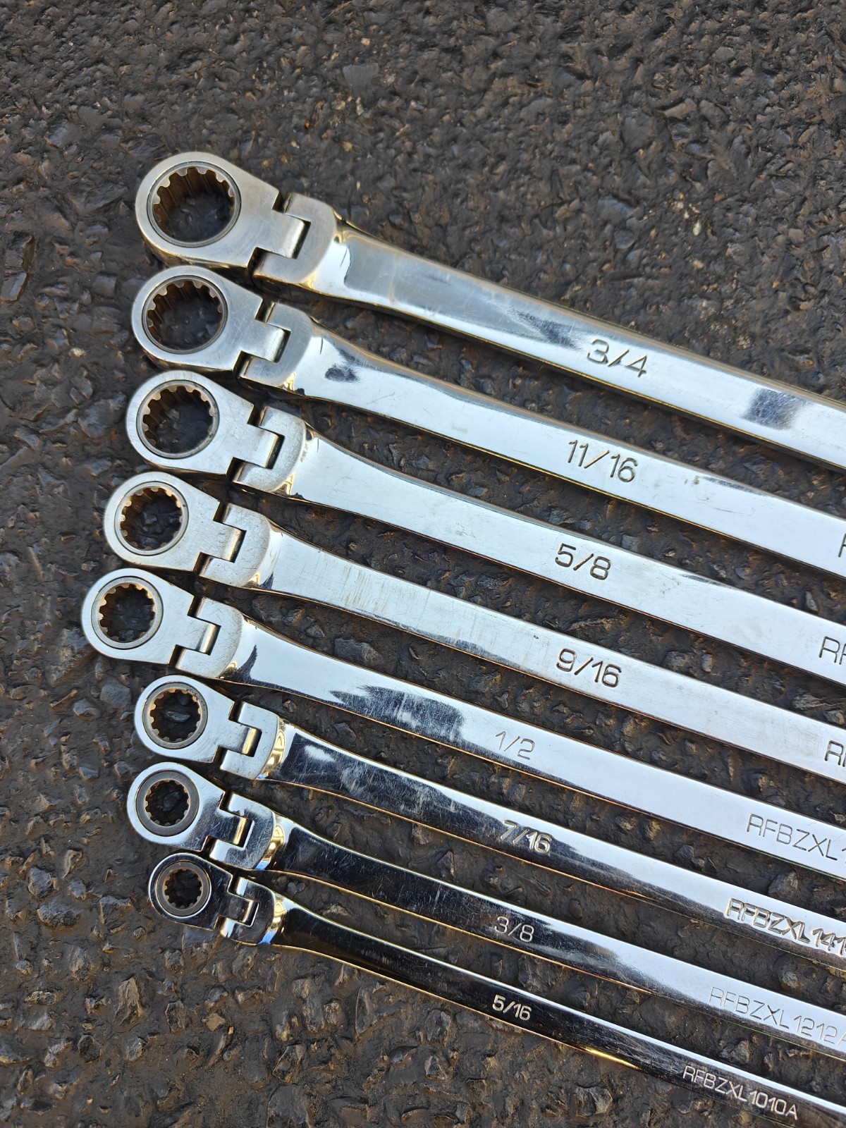 Matco Tools 8pc SAE 0° Flex Head Ratcheting Box XL Wrench Set Spline Inch