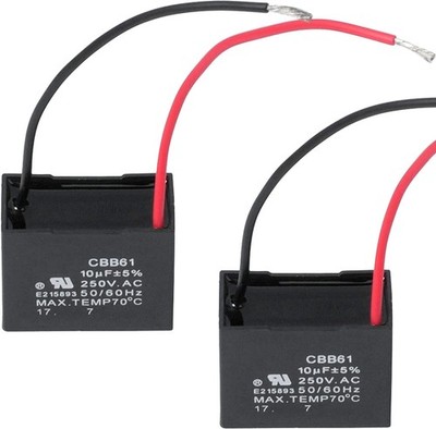 2 Pack CBB61 Fan Capacitor 10uF2-Wire 250V Ceiling Fan Replacement Free shipping
