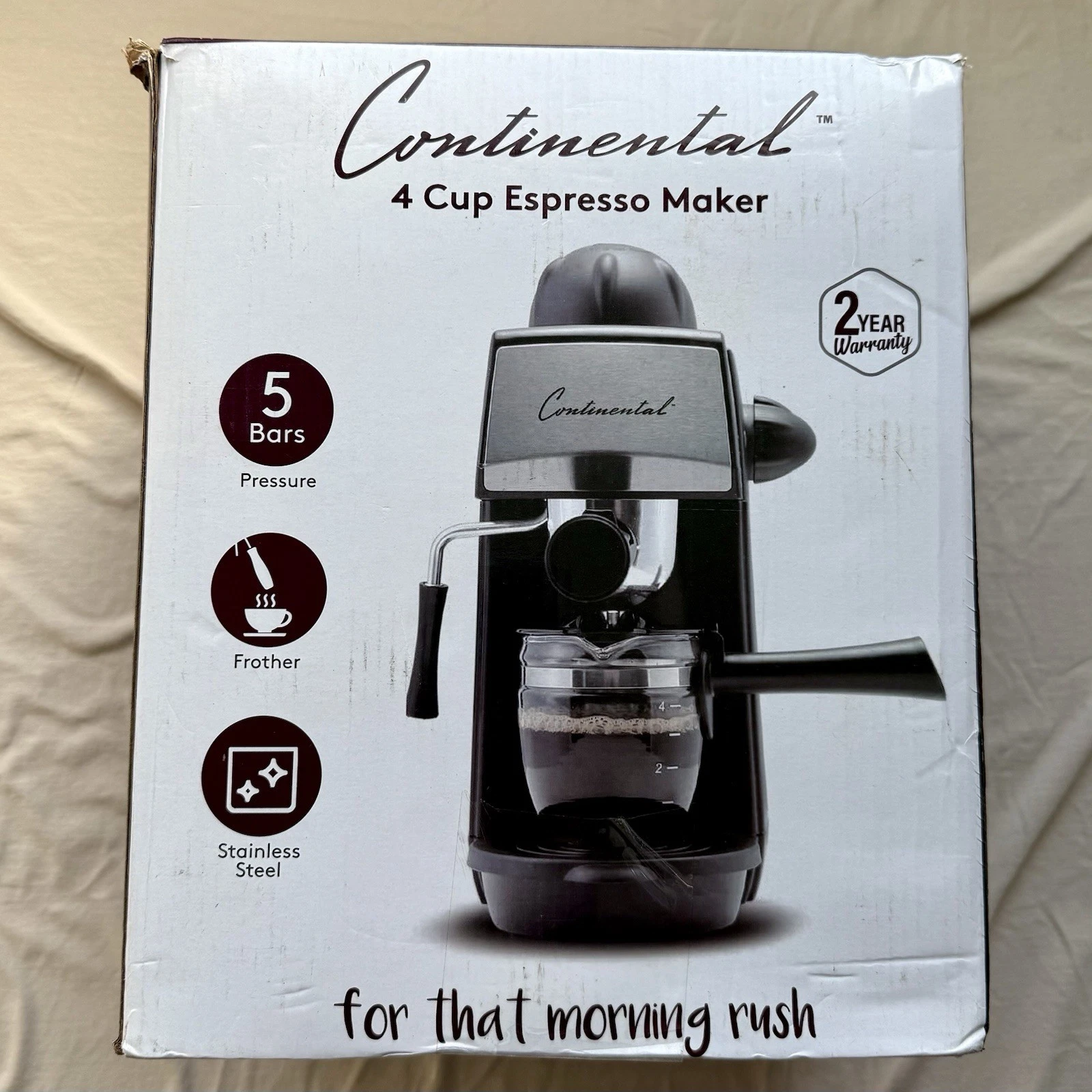 NIOB Continental 4 Cup Espresso Maker Black CP-CE009