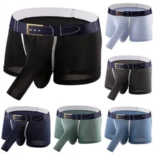 Ice Silk Men's Boxer Briefs Shorts Underwear Panties Comfortable Breathable
