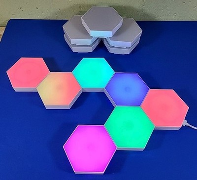 12 RGB Hexagon LED Wall Touch Artistic Lights Remote & Mounts MINT!