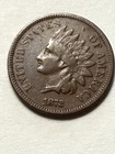 1872 Indian Head Cent 1c Key Date - Very Good/Fine