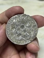 1789 Carlos IV Lima IJ Peru 8 Reales Silver Coin Chopmarked