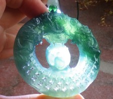 Video Certified Green 100 A Jade jadeite Pendant Dragon Buddha God 714810 AS