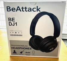 BeAttack BE DJ1 Professional DJ Headphones Black Wired Boosted Bass w/ Carry Bag
