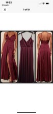 LULUS Ode to Love Burgundy Satin Maxi Dress V Neck Gorgeous small. NEW WITH TAG