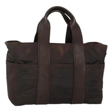 HERMES Acape Luco PM Hand Bag Nylon Brown Auth bs22799
