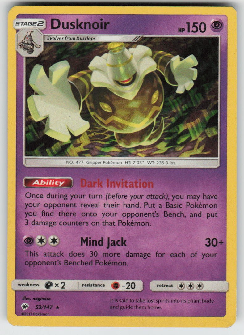 Holo Dusknoir 53/147 Rare Burning Shadows Near Mint