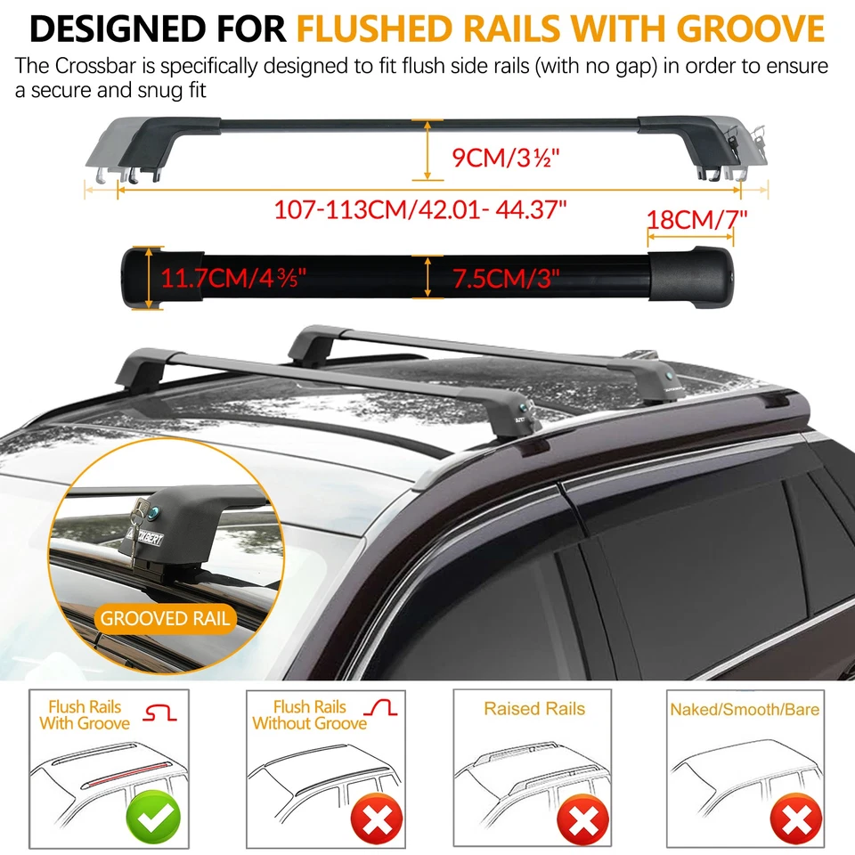 Barra transversal tipo riel empotrado para automóvil SUV portaequipajes portaequipajes antirrobo Foto 4 de 4