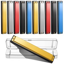 10 Pcs Harmonica Set Titanium Color Harmonica with Case Cleaning Cloth Diaton...