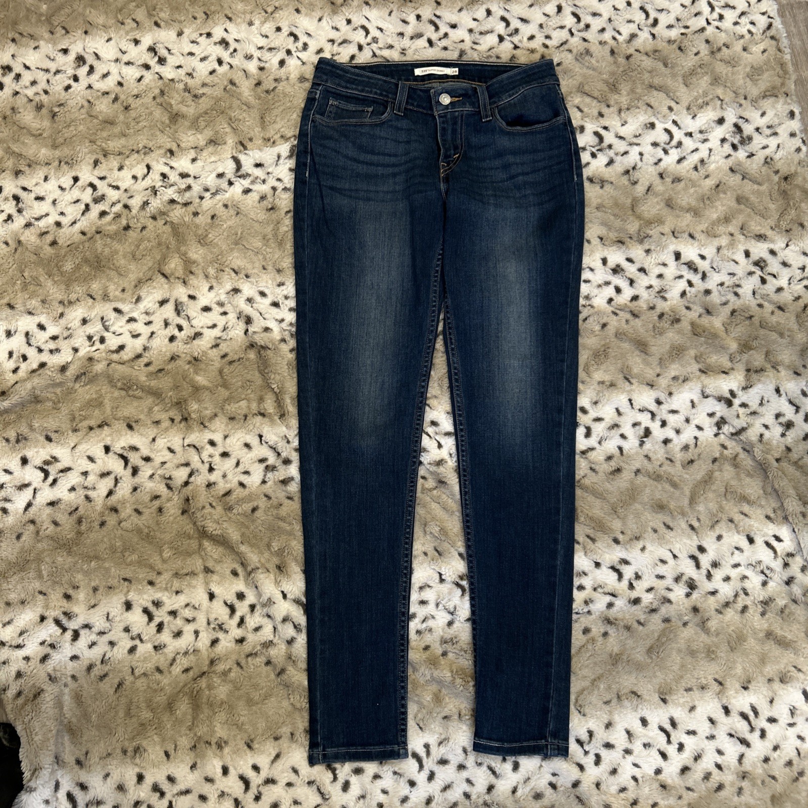Levi's 535 Women's Super Skinny Stretch Blue Denim Jeans, Size 28