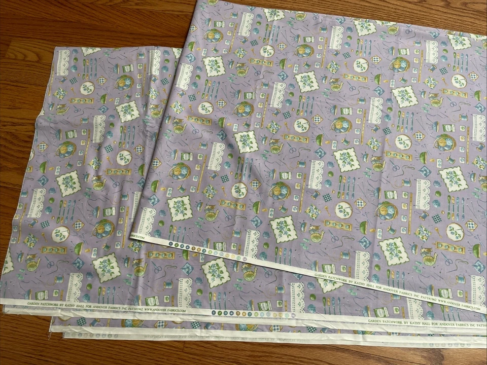 Lavender Garden Patchwork By Kathy Hall For Andover Fabrics Cotton  4.5 Yds - Image 2 of 4