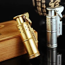Pure Brass Lighter Kerosene Lighter Windproof Retro Grinding Wheel Gifts