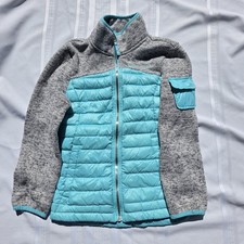 Free Country Girls' Full Zip Jacket Teal Blue And Gray, Size S 7/8 Small