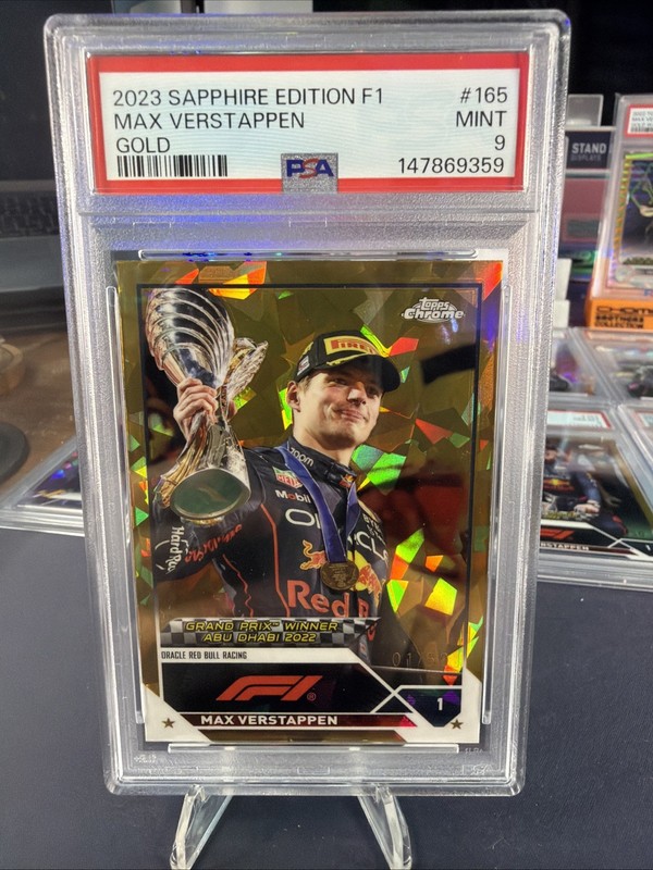 2023 Topps Chrome Sapphire F1 Max Verstappen Refractor Gold #/50 PSA 9 MINT